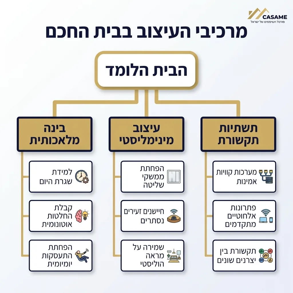 אינפוגרפיקה — מרכיבי העיצוב בבית החכם: הבית הלומד