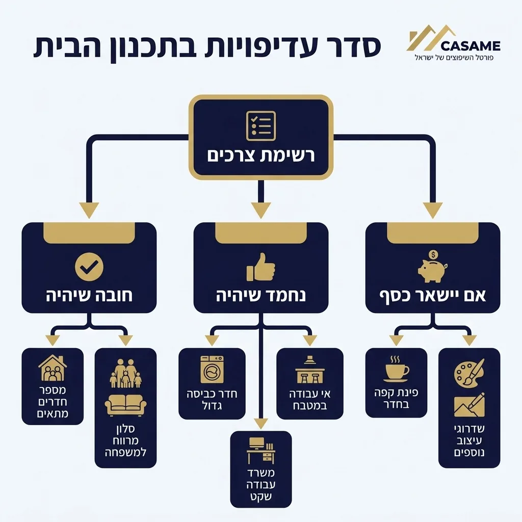 אינפוגרפיקה — סדר עדיפויות בתכנון הבית: רשימת צרכים